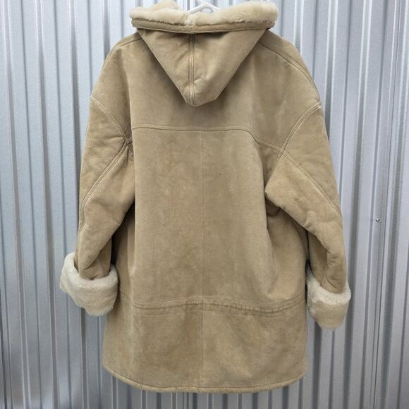 John Weitz Vintage Suede Jacket Coat Faux Fur Leather Sued Tan Beige Size M 70s - Picture 2 of 10